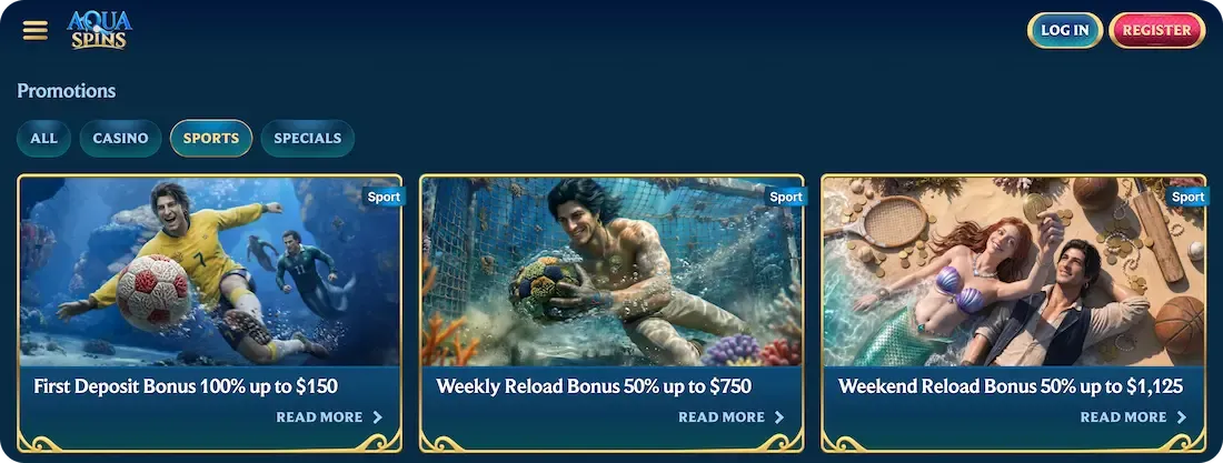 aquaspins casino bonus sport